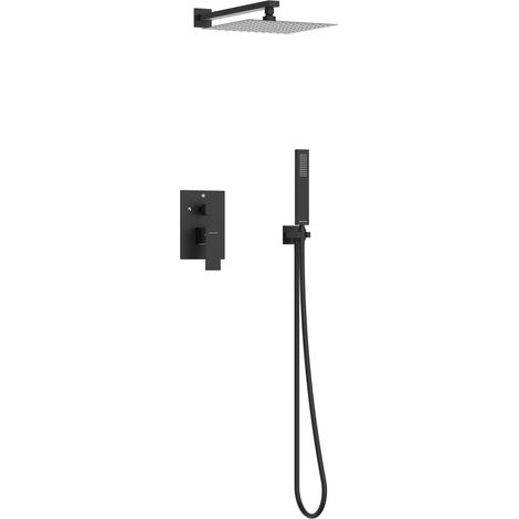 BALNEO Système de douche avec pommeau de pluie noir Acier inoxydable  Mitigeur de douche avec douchette CASCADE (1/5)