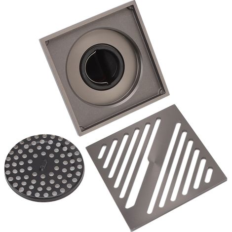 Bonde de douche carrée extra épaisse en acier inoxydable, grise, pour salle de bain et cuisine. Accessoires pour la maison et la cuisine. (1/5)