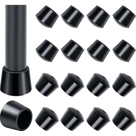 Embout De Chaise, 16pcs 25-26mm Embout Pied De Chaise Caoutchouc Embout Caoutchouc Chaise 25mm Diamètre Intérieur, pour Protéger Les Pieds de Table Éviter Les Rayures au Sol, Noir (1/5)