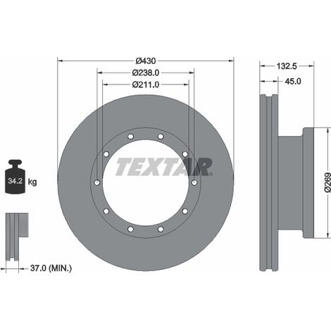 Lot de 2 Disques de frein Textar 93087900 1526577 5021200823 9424210912