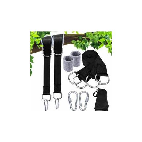 Sangles De Hamac, Sangles De Balançoire D'arbre, Sangles Avec Mousqueton, Crochets Et Coussins En Métal, Suspensions Pour Balançoires, Hamacs Ou Sièges Suspendus - Jusqu'à 2200 Lb (1/5)