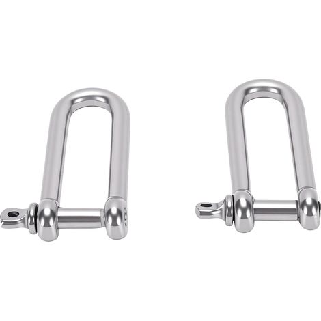 2 manilles en D longues, largeur intérieure 12 mm, hauteur 45 mm, goupille à vis en acier inoxydable 304 pour gréement de voilier, 6 mm, 33 g (1/5)