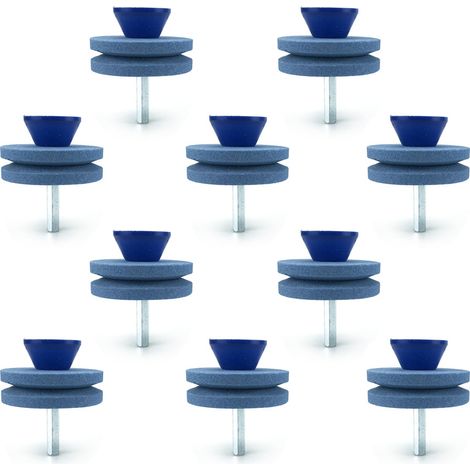 Pierres à aiguiser double couche (10 paquets bleus) Affûteuse de tondeuse à gazon double couche, meule, pierre à aiguiser, affûteuse résistante à l'usure, tête d'affûtage industrielle (1/5)