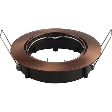 Porte-spot LED encastrable rond GU10 et GU5.3 (MR16), couleur bronze satiné orientable (1/5)