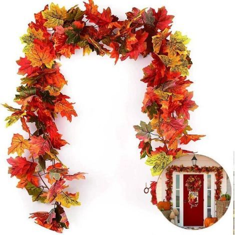 Guirlande - - 175cm - Feuilles d'érable artificielles - Décoration Halloween - Multicolore (1/4)