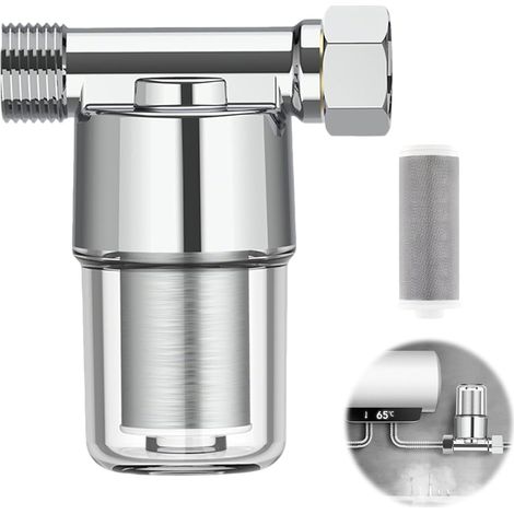 1 Filtre à eau, Corps en cuivre pur, Boîtier transparent, Acier inoxydable, Pour salle de bain ou cuisine (1/5)