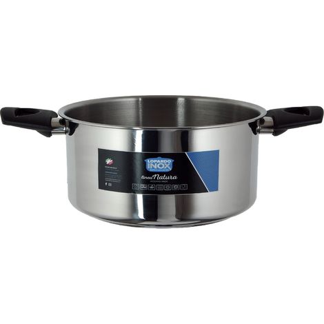 Casseruola Pentola ad induzione in acciaio inox 2 manici linea natura 24 cm