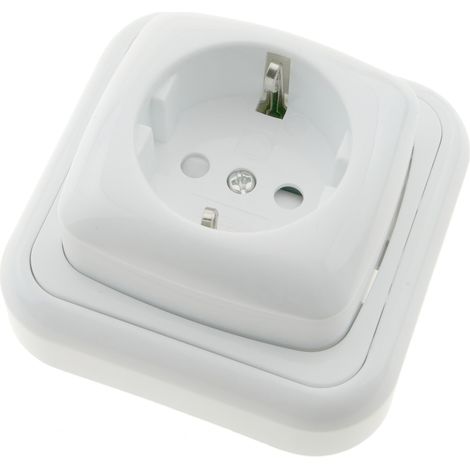 BeMatik - Base de enchufe schuko de superficie con marco 80x80mm de color blanco