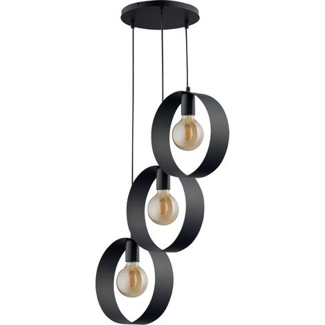 Suspension anneaux noire triple moderne 3xE27 Sigma