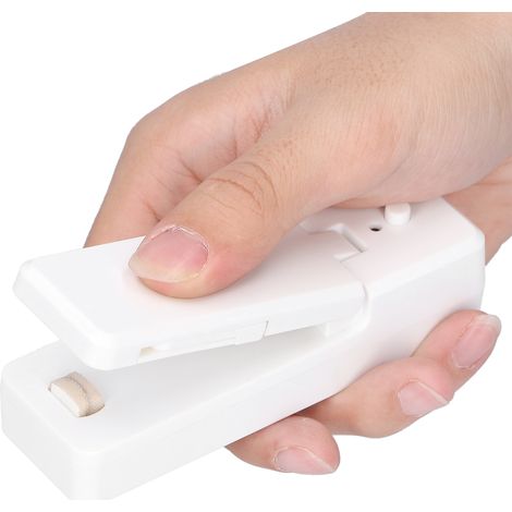 Mini machine à sceller portable, rechargeable par USB, pour aliments, noix, snacks, sachets, scelleuse thermique blanche (1/5)