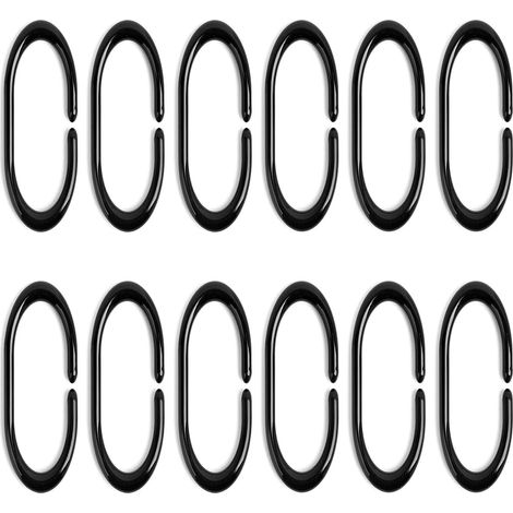 Lot De 12 Anneaux Coulissants En Plastique Pour Rideau De Douche Noir (1/5)
