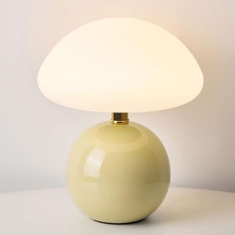 Lampe de chevet LED Champignon Céramique Beige, 3 Modes d'Éclairage pour Chambre Adulte et Enfant, Salon (1/5)