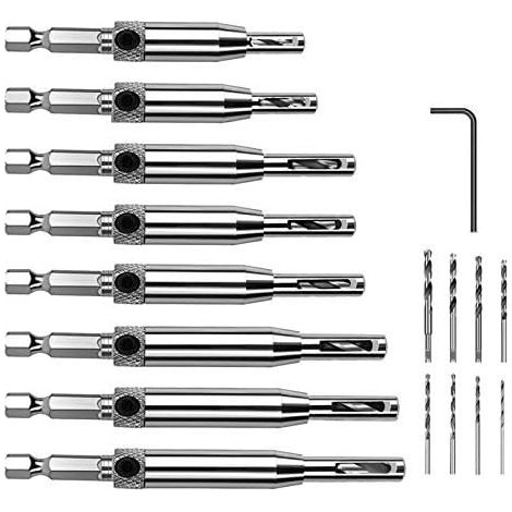 AIDUCHO 8-teiliges Scharnierbohrer-Set, 8 Bohrer-Sets, 1 Innensechskantschlüssel, selbstzentrierendes Scharnierbohrer-Set für die Holzbearbeitung (1/5)