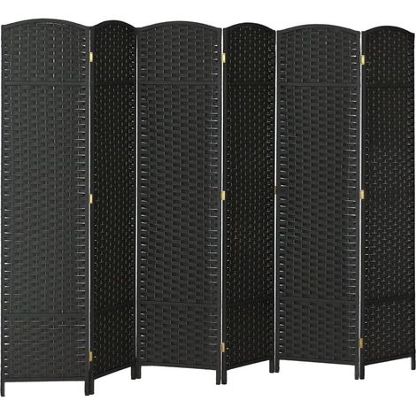 Biombo autoportante plegable de 6 paneles, pantalla para salones, dormitorios y oficinas, 240×170 cm, color negro (1/5)