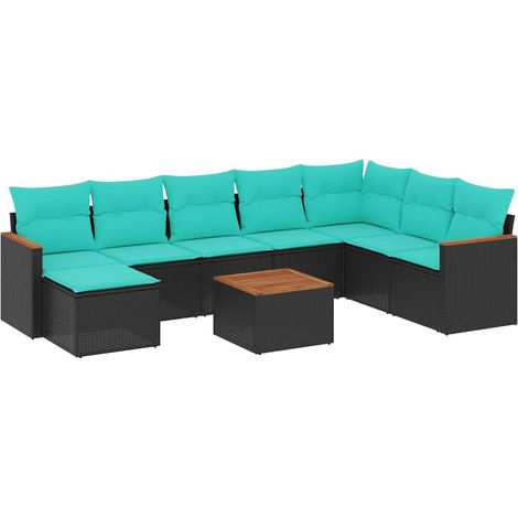 Maison Exclusive - 9-teiliges Gartensofa-Set mit Kissen, schwarze (1/5)