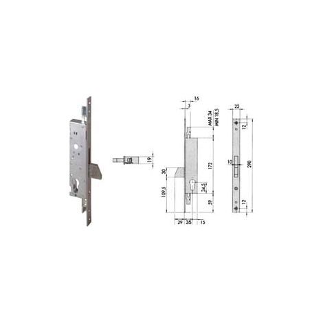 SERRATURA TRIPLICE DA INFILARE PER MONTANTI SOLO CATENACCIO 46220  mm.35 (46220350)    CISA