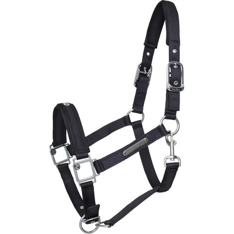 Kieffer Nylonhalfter unterlegt - Stallhalfter Satin Shine, Schwarz - Vollblut (1/5)