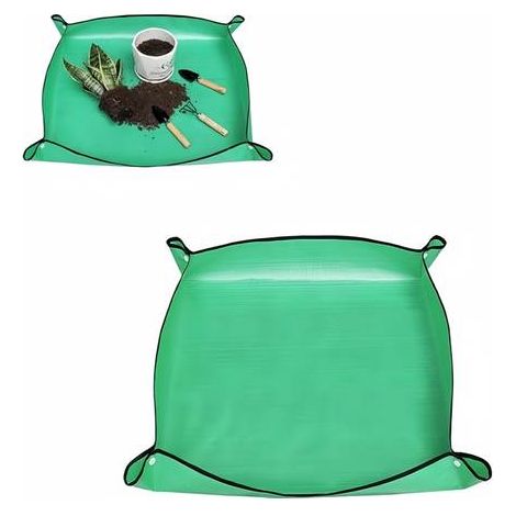 Tapis Jardinage 100x100cm Vert - Imperméable, Rebord Anti-Fuite, Rempotage Propre, Jardin et Intérieur