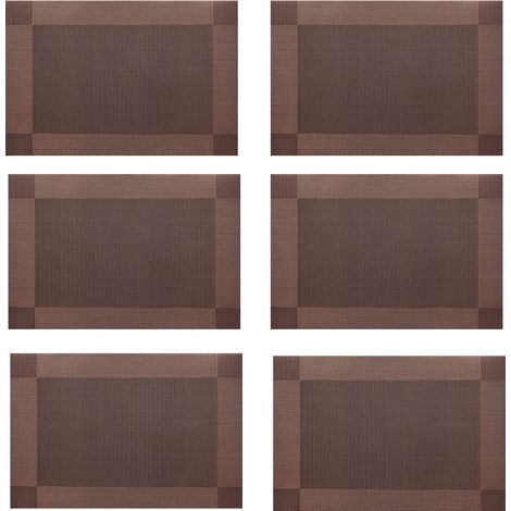 Lot de 6 sets de table en PVC lavables, coloris marron, style européen décoratif (1/3)