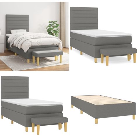 Boxspringbett mit Matratze Dunkelgrau 90x200 cm Stoff - Boxspringbett - Doppelbett - Bettenrahmen - Schlafraum - Schlafzimmer - Home & Living (1/5)