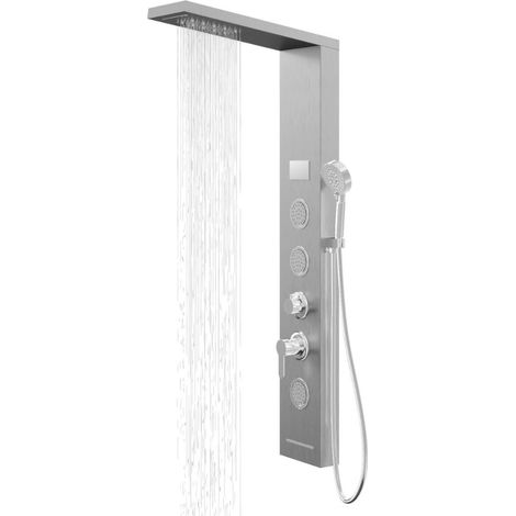 Colonna doccia shine acciaio 4 funzioni luce led display temperatura 2 finiture finitura- cromo spazzolato - confezione 1 (1/5)