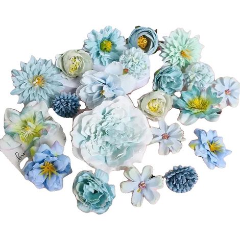 Fiori artificiali, rose di seta, decorazioni per la casa, 21 pezzi blu (1/2)