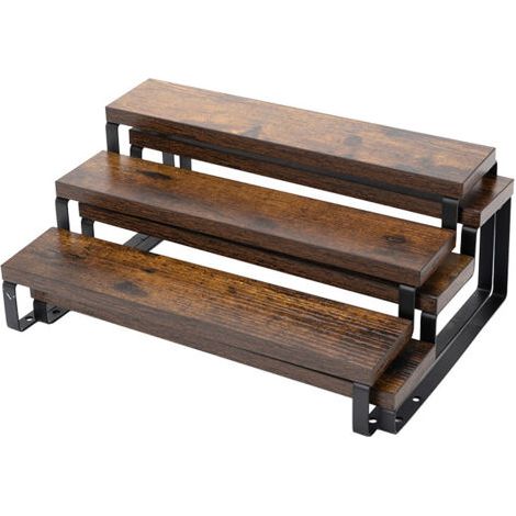 2-teiliges Gewürzregal aus Holz, 3-stöckiger Gewürzhalter, Küchenorganizer, Ablage für Arbeitsplatte, Badezimmer, Büro (1/3)