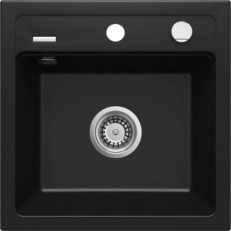Lavello cucina in granito con 1 vasca 44x44 cm nero - Zeno