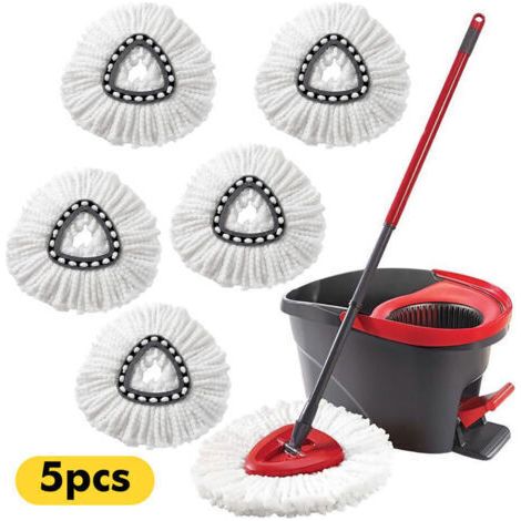 Lot de 5 têtes de Rechange compatibles avec Les balais rotatifs Vileda EasyWring - Recharges de tête rotative (1/4)
