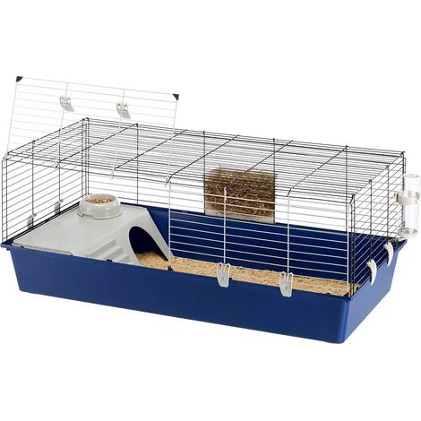 Cage Rongeur Rabbit 120 pour Lapins, Cochons d'Inde, en Métal, Accessoires Inclus : Mangeoire, Abreuvoir, Maison, Gamelle. 118x58.5xh49.5cm (1/3)