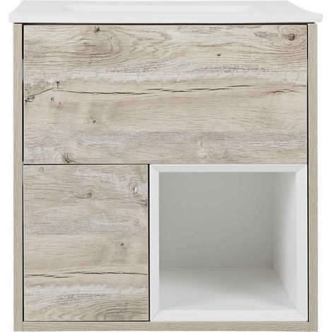 Milano Bexley Light Oak 610mm Bathroom Vanity Unit with Basin - No LED Light (1/5)