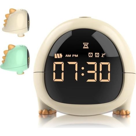 Réveil Enfant Lumineux LED, Réveil en USB Charge,Multifonctionnelle Réglable Veilleuse Compte à rebours Fille Garcons (Jaune) (1/4)
