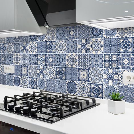 Sticker Mural Carrelage adhésif Cuisine Salle de Bain - 24 STICKERS CARRELAGES AZULEJOS ISABELLA - 24stickers10x10cm (1/5)