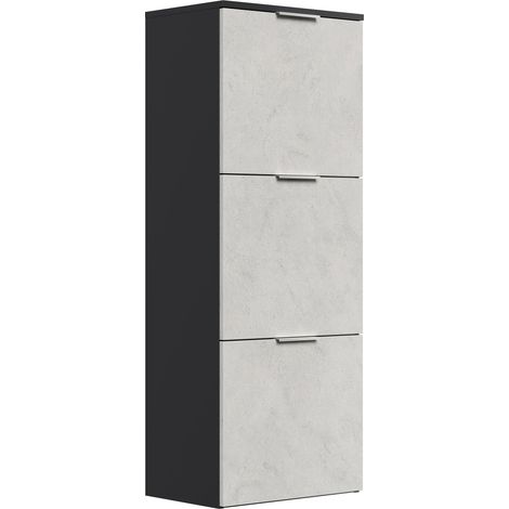 Schuhschrank Domus-L 3 Klappen 12 Paar Schuhe Stein (1/5)