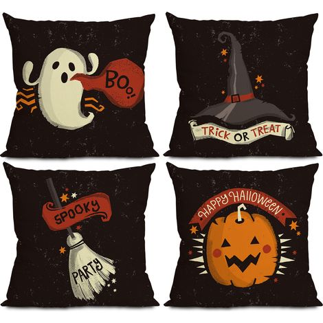 Leinenkissenbezug für Halloween-Partys, Sofakissenbezug (45x45 cm) (1/4)