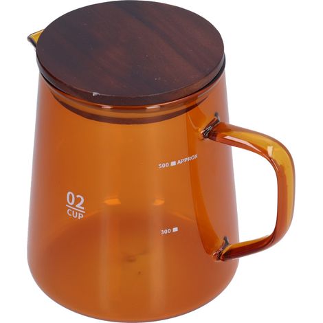 Bouilloire à café 500 ml résistante à la chaleur avec couvercle en bois, idéale pour la maison et le bureau, couleur marron. (1/5)