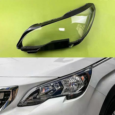 S'applique à : Pour Peugeot 4008 5008 2017 2018 2019 Cache de phare avant halogène, abat-jour transparent en plexiglas, remplace la lentille d'origine (halogène gauche) (1/5)