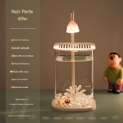 Kreatives LED-Glas-Tisch-Aquarium, energiesparend, USB-betrieben, umweltfreundliche Mikro-Landschaftsdekoration für ein heilendes Aquarium - Perle