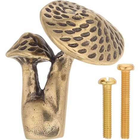 Poignée de meuble champignon : Poignée de porte en laiton ornementale - Mini de tiroir à un trou pour meubles de cuisine, salle de bain, chambre, commode, placard, armoire (1/5)