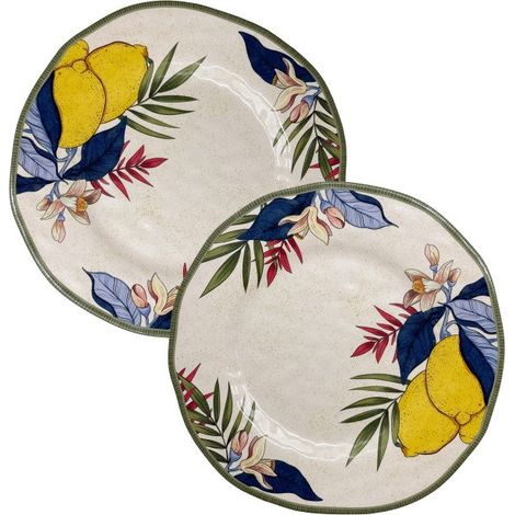 ROSE & TULIPANI Limù Set 2 Piatti Piani D 27 Cm Agrumi Melamina