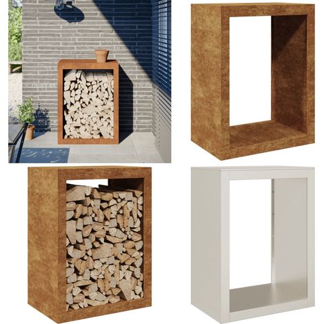 VidaXL Étagère à bois 60x40x80 cm acier résistant aux intempéries (1/5)