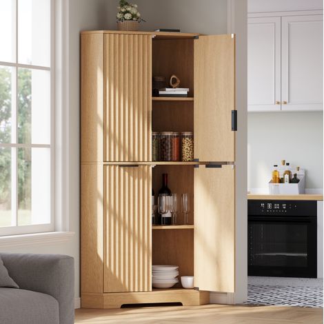 Armario esquinero 60x60x172 cm de MDF natural, 4 puertas, ahorra espacio – MEUBLIV (1/5)