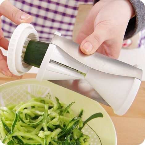 1 Stück Spiral-Gemüseschneider - Multifunktionaler manueller Spiralschneider für Spaghetti, Karotten, Gurken, Zucchini, zum Schneiden und Schälen von Spargel (Grün) (1/4)