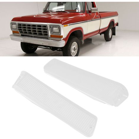 Paire de caches pour clignotants avant à fixer sur le pare-chocs, compatibles avec Ford F-150 (1973-1979) et Ford Bronco (1978-1979) (ampoules non incluses). Transparent. (1/5)