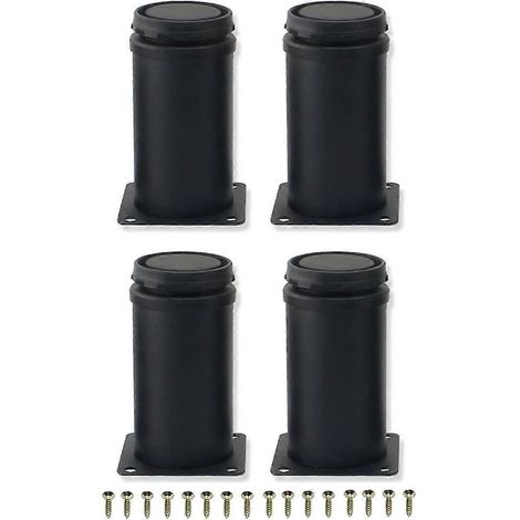 Set mit 4 verstellbaren 10 cm Möbelfüßen aus schwarzem Edelstahl