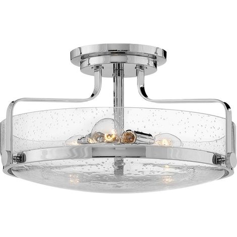 Plafoniera lampada soggiorno lampada vetro acciaio cromato D 45,6 cm 3 fiamme (1/5)