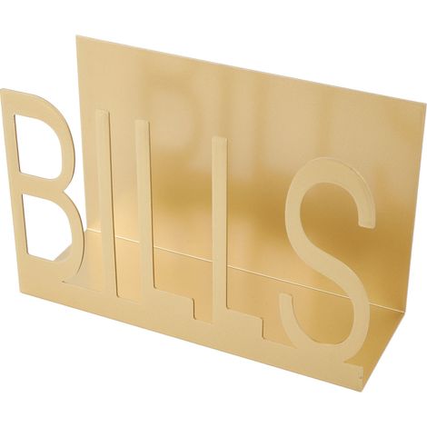 Porte-courrier en métal de bureau, Design découpé, enveloppe de lettre, organisateur de documents avec Base en caoutchouc antidérapante, or (1/5)