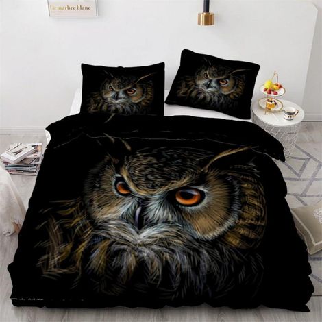 Bettwäsche-Set Eule 220x240 cm 3-teilig Mikrofaser mit Reißverschluss