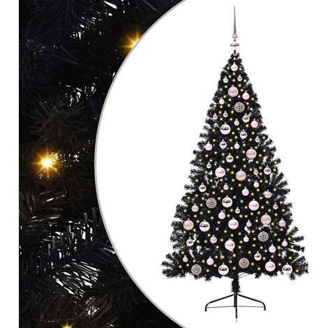 Árbol de Navidad Artificial Preiluminado Negro 180 cm PVC vidaXL