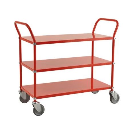 Kongamek Etagenwagen mit 3 Böden 900x440mm in Rot ohne Bremse (1/5)